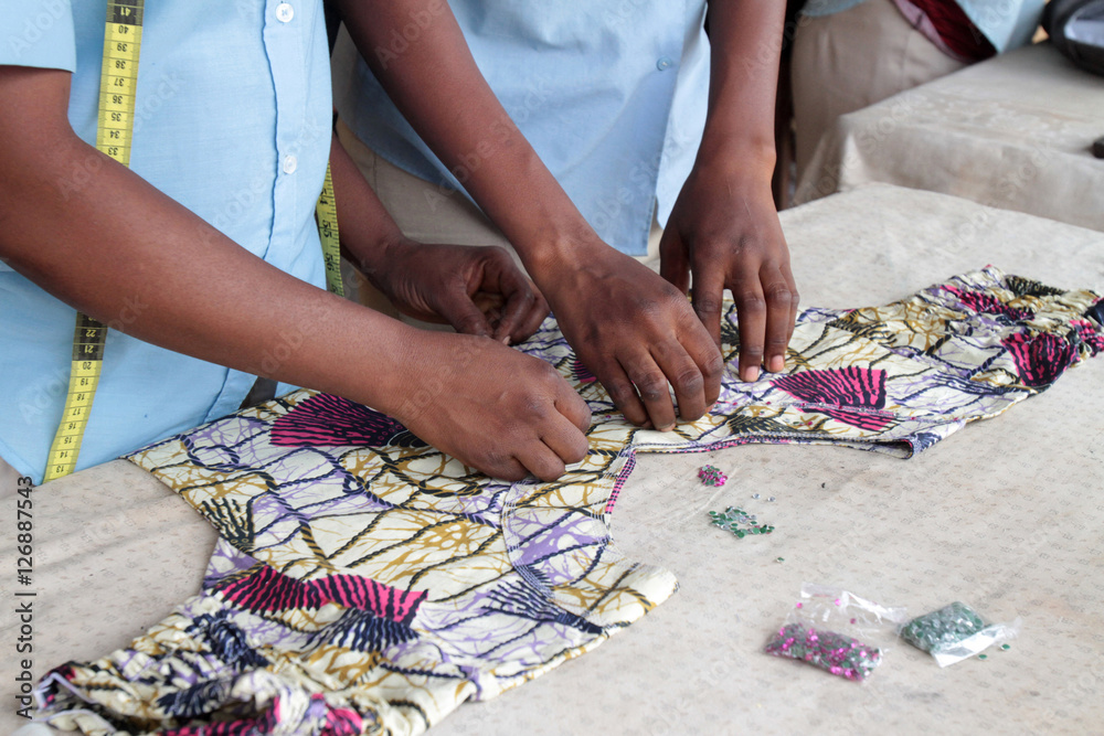 Atelier de couture. Formation. Lomé. Togo. / Sewing workshop. Training.  Lome. Togo. Stock Photo | Adobe Stock