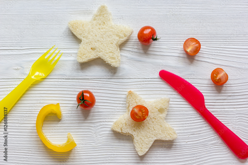 cooking breakfast for kid star sandwiches top view cooking breakfast for kid star sandwiches top view