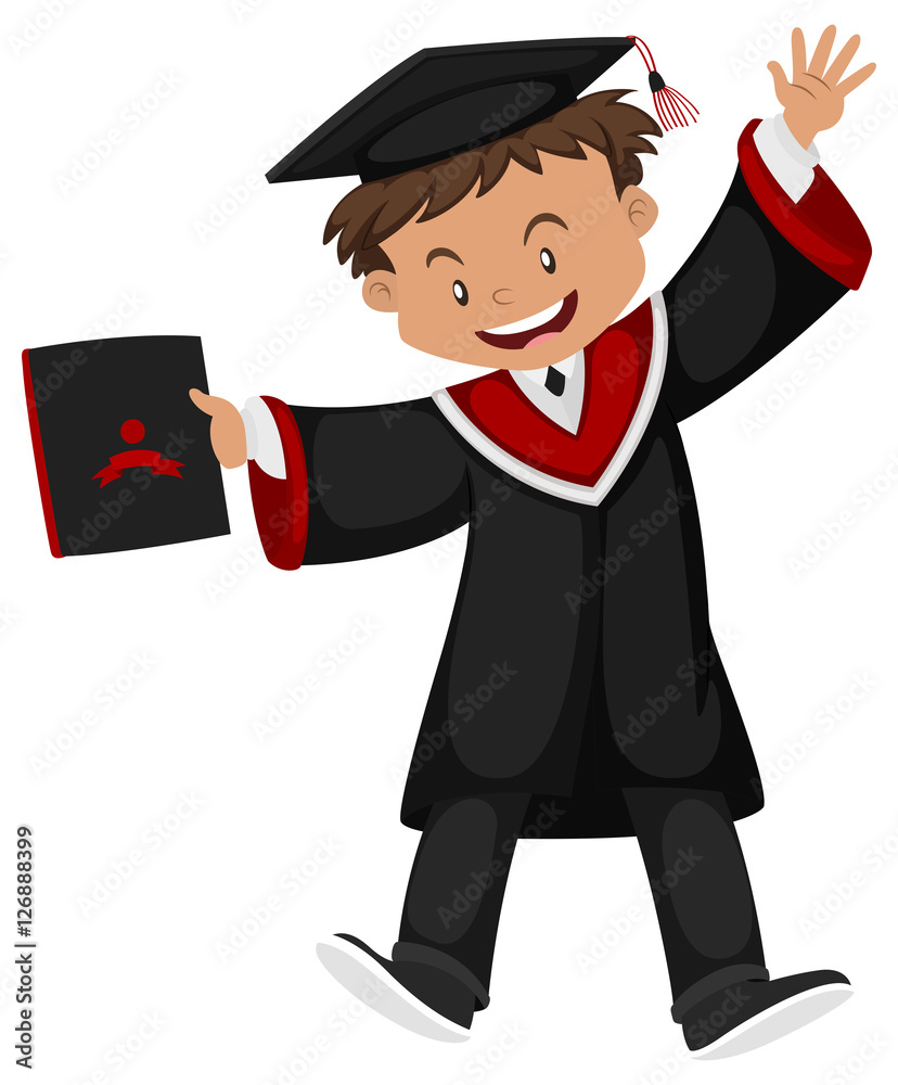 Man in black graduation gown with cap Man in black graduation gown with cap