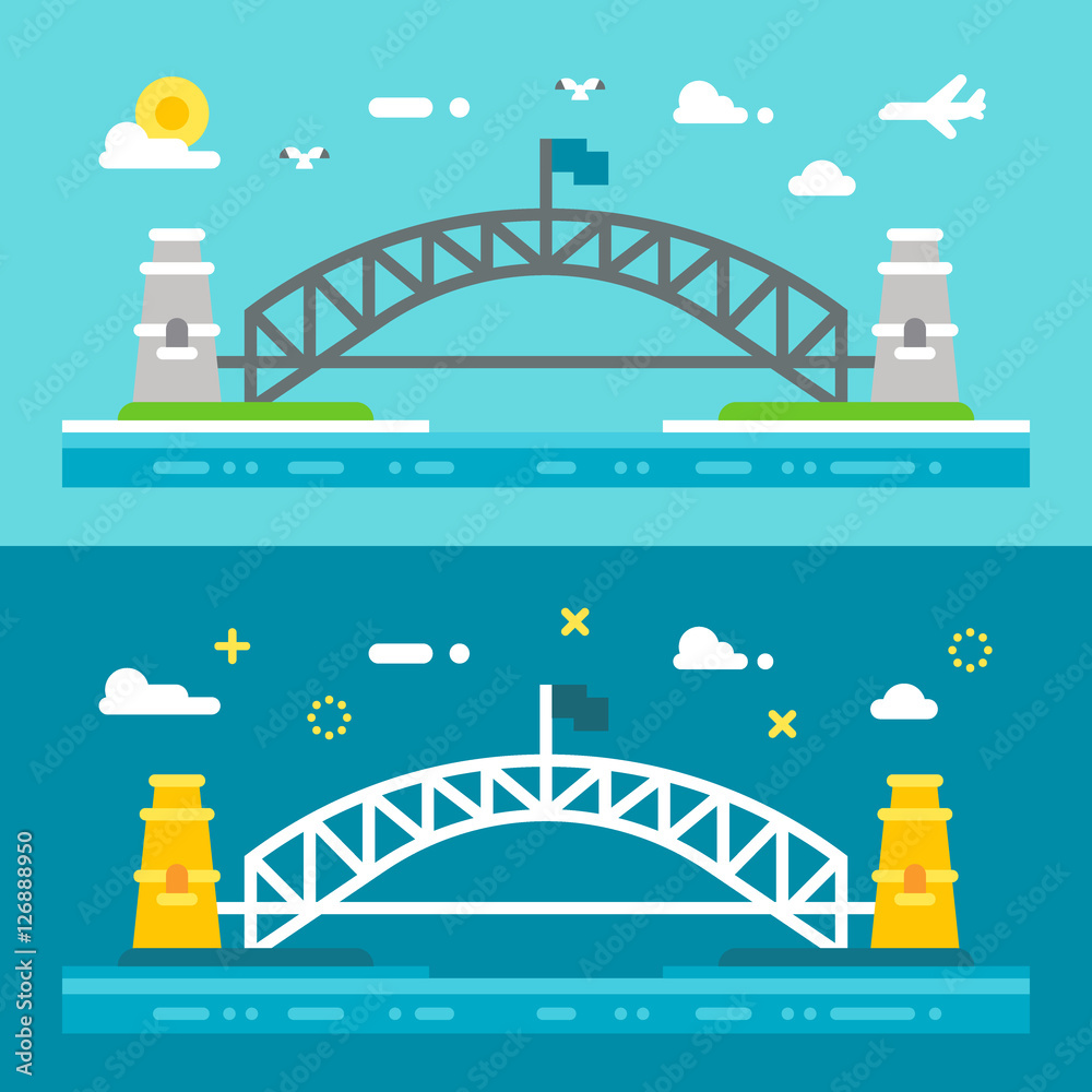 Naklejka premium Flat design Sydney harbour bridge