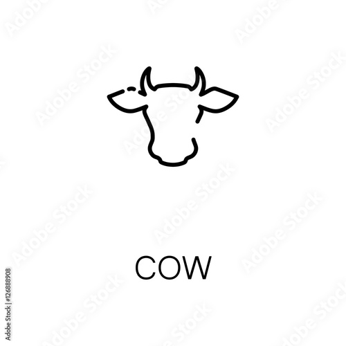 Cow flat icon or logo for web design.