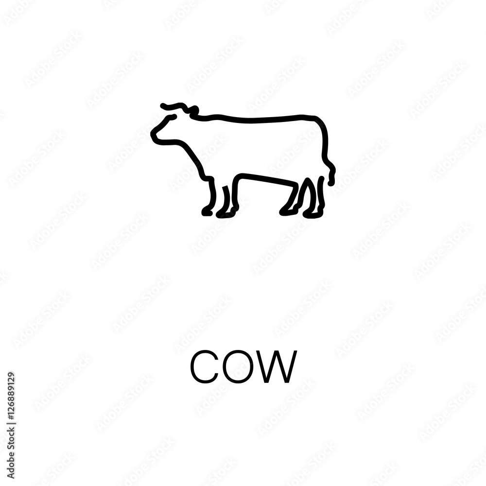 Cow flat icon or logo for web design. Cow flat icon or logo for web design.