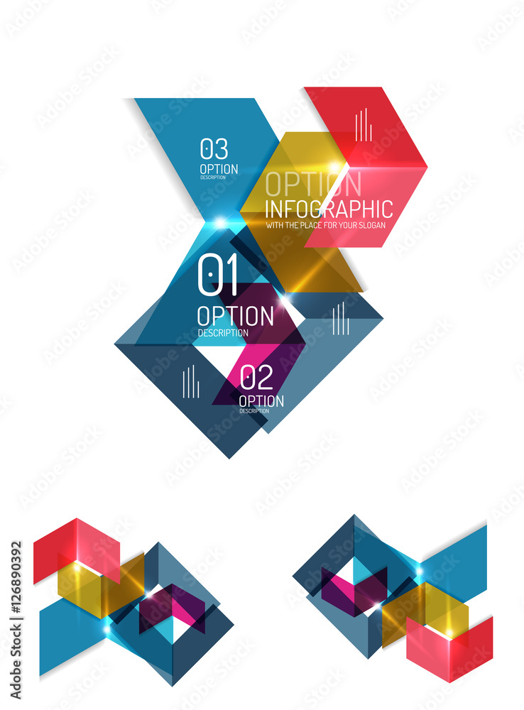 Set of abstract geometric paper graphic layouts Set of abstract geometric paper graphic layouts
