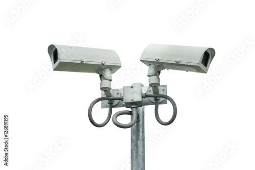 security CCTV camera on white background