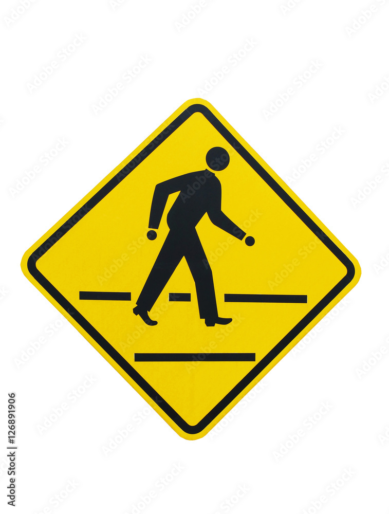 People crossing the road sign isolated on white background People crossing the road sign isolated on white background