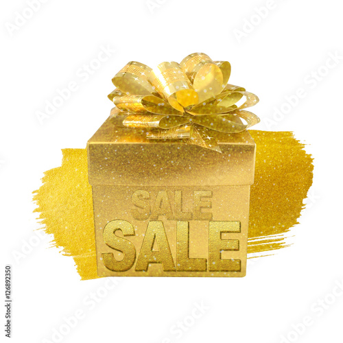 Christmas gold gift box iso...