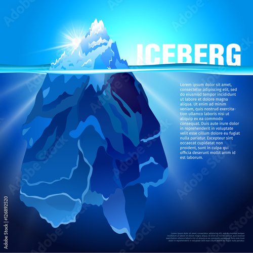 Iceberg in water realistic vector background