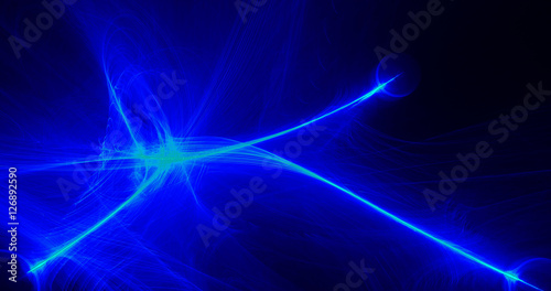 Abstract Pattern On Dark Background Blue And Green Lines Curves