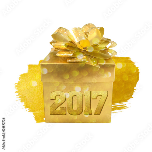 Christmas gold gift box iso...