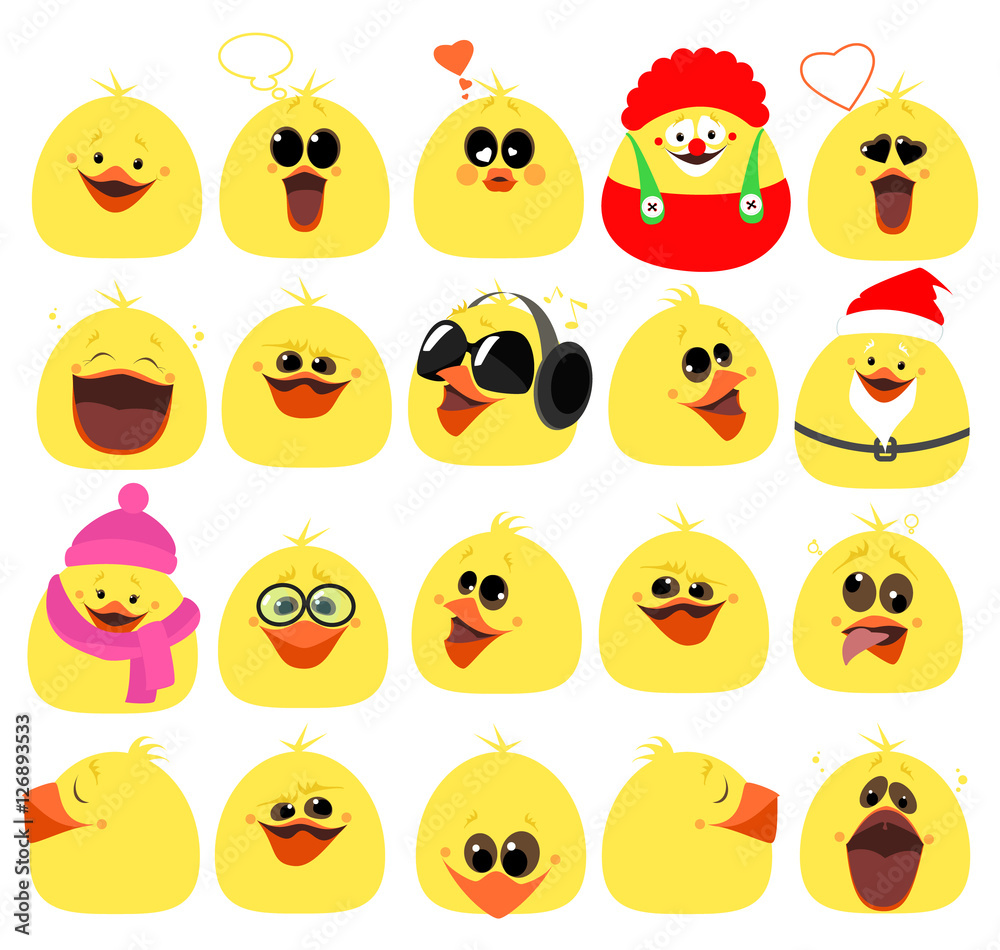 Emotions. A large set of emotions chicken. Cartoon characters. Vector Stock  Vector | Adobe Stock