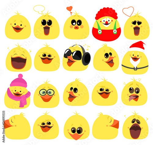 Emotions. A large set of emotions chicken. Cartoon characters. Vector