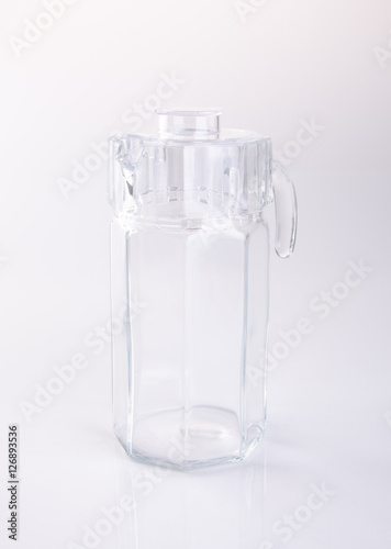 Water Jar or Empty glass jar on a background.