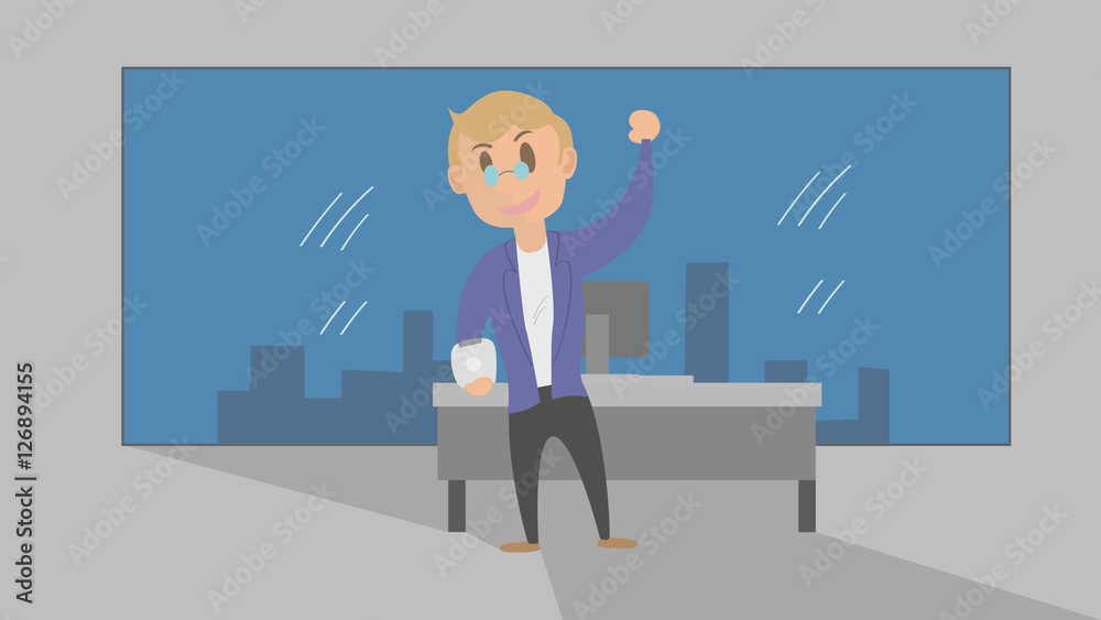 Chief on His Office Building Illustration Chief on His Office Building Illustration