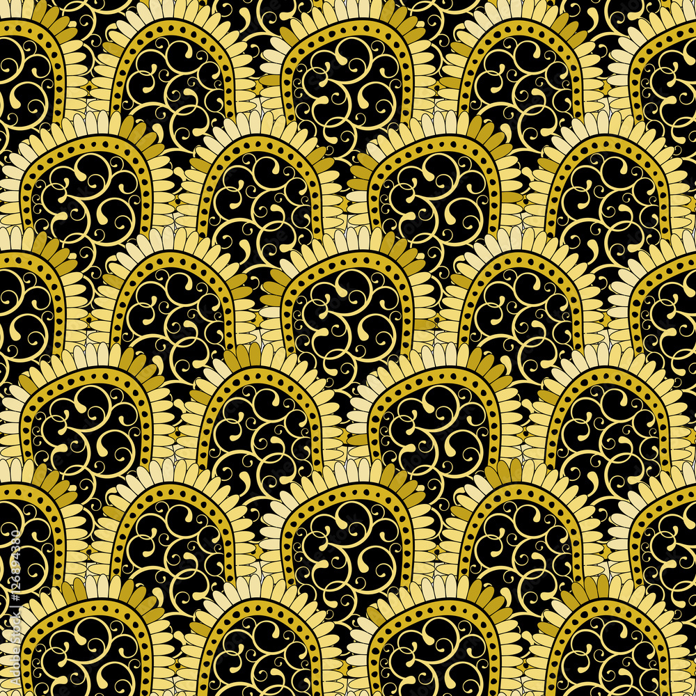 Gold and black seamless pattern Stock Vector | Adobe Stock