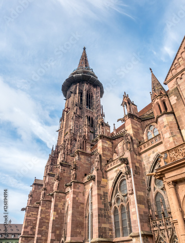 Clock tower of Freiburg minster cathedral