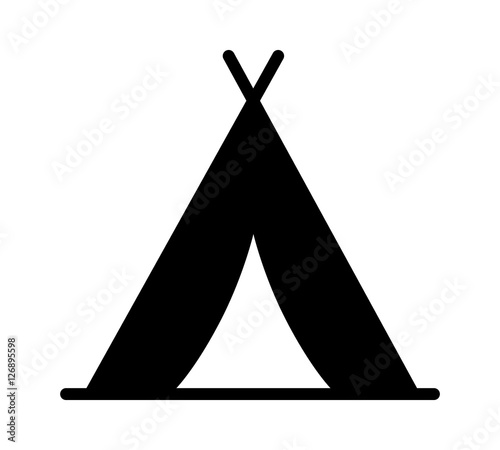 Camping tent at outdoor camp or tipi / teepee flat icon for apps and websites