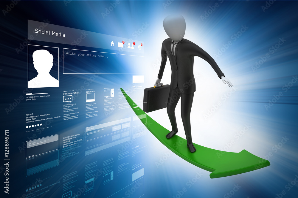 Business man on a growing arrow.. Business man on a growing arrow..