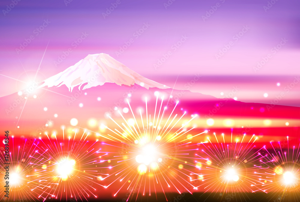 花火富士山新年背景stock Vector Adobe Stock 花火富士山新年背景stock Vector Adobe Stock