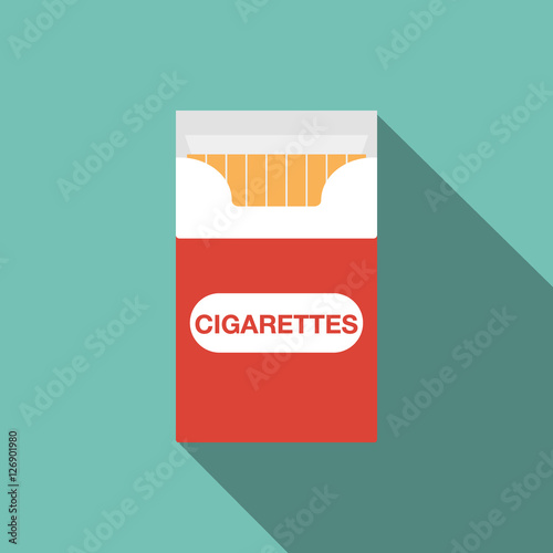 a pack of cigarettes red, with long shadow