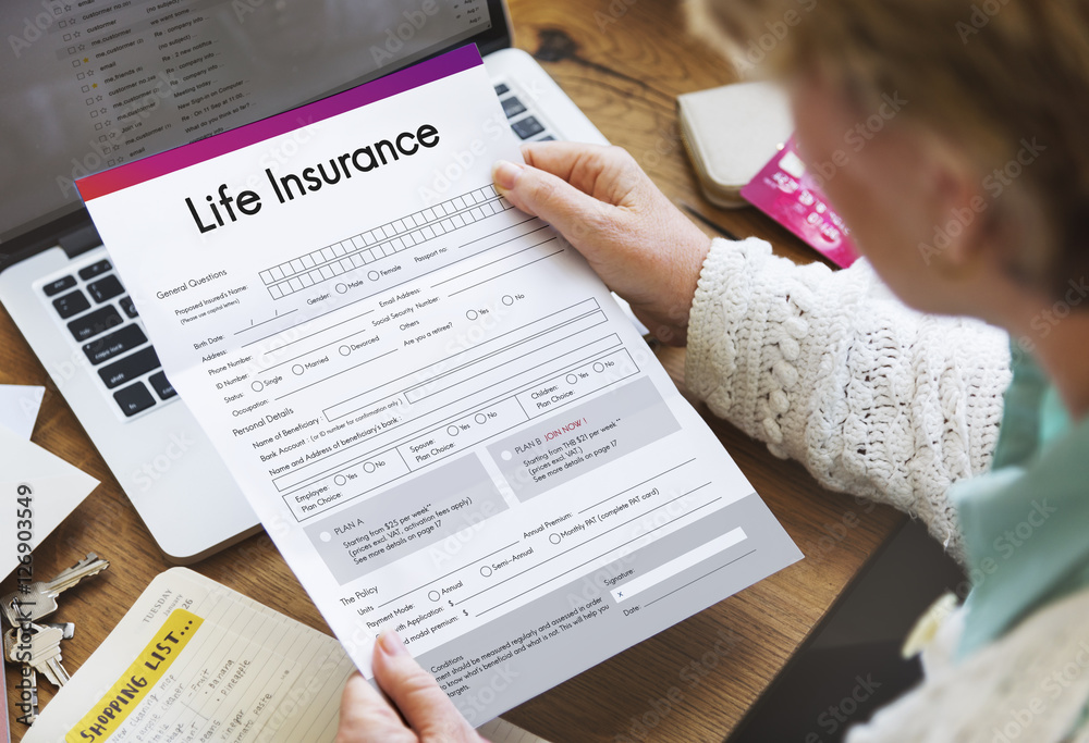 Naklejka premium Life Insurance Form Application Security Concept