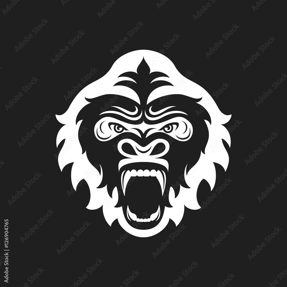Fototapeta premium Gorilla head logo for sport club or team. Animal mascot logotype. Template. Vector illustration.
