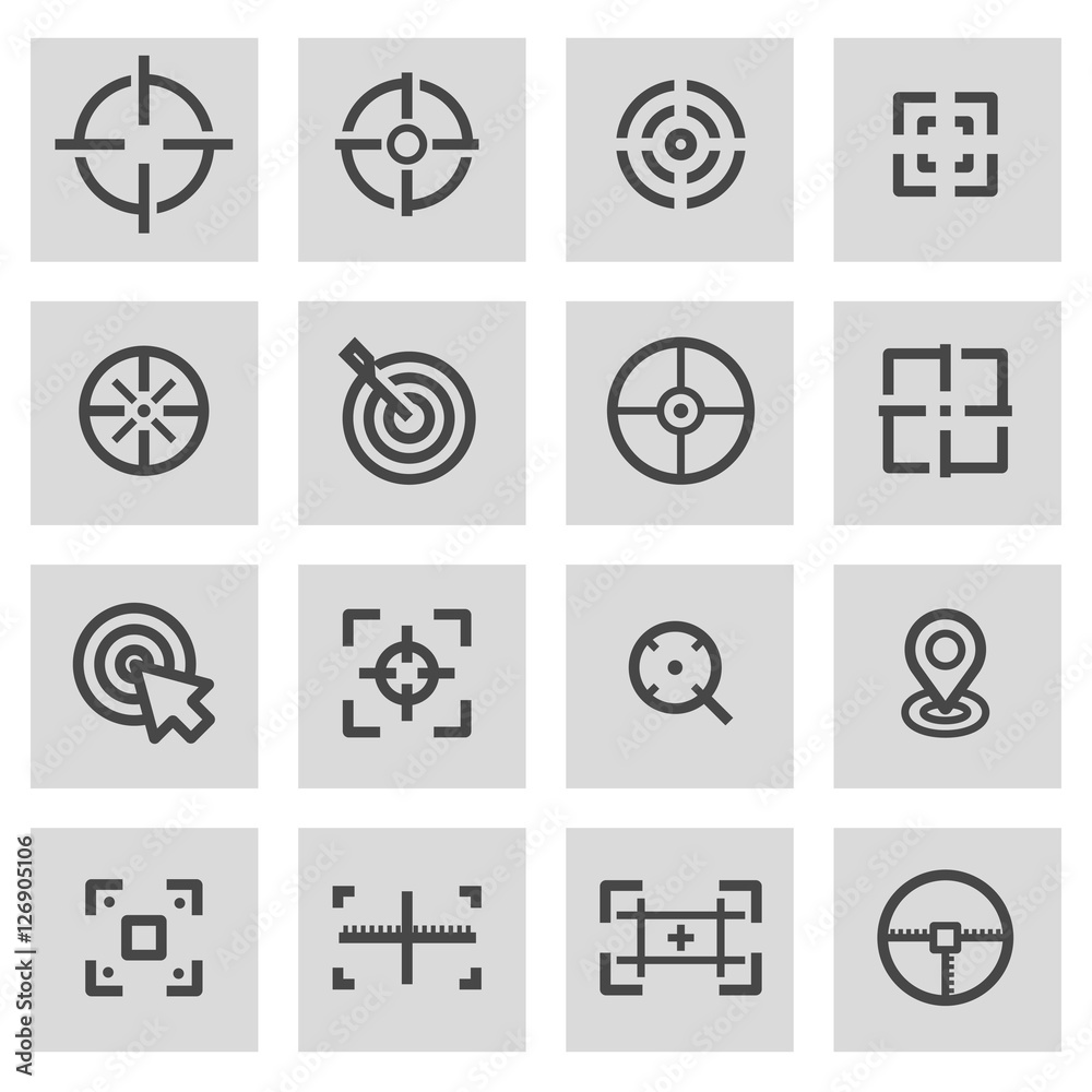 Vector black line target icons set Vector black line target icons set