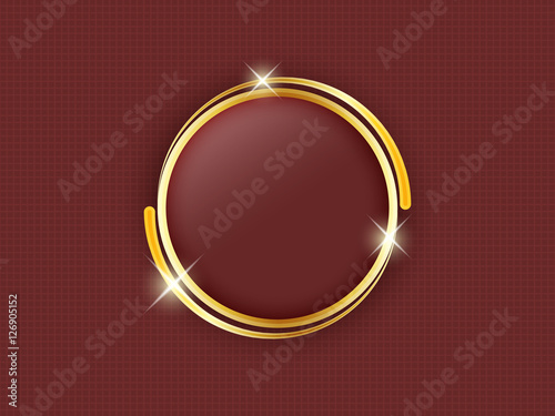 Gold ring with space for text in the middle of a red background.