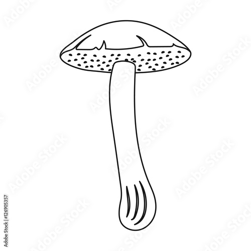Brown cap boletus icon in outline style isolated on white background. Mushroom symbol stock vector illustration.