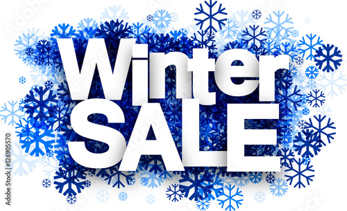 Winter sale background with snowflakes.