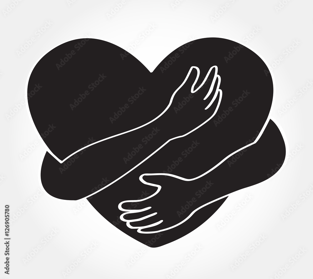 hugging heart vector , Hug yourself , Love yourself 