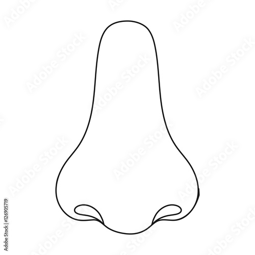 Nose icon in outline style isolated on white background. Part of body symbol stock vector illustration.