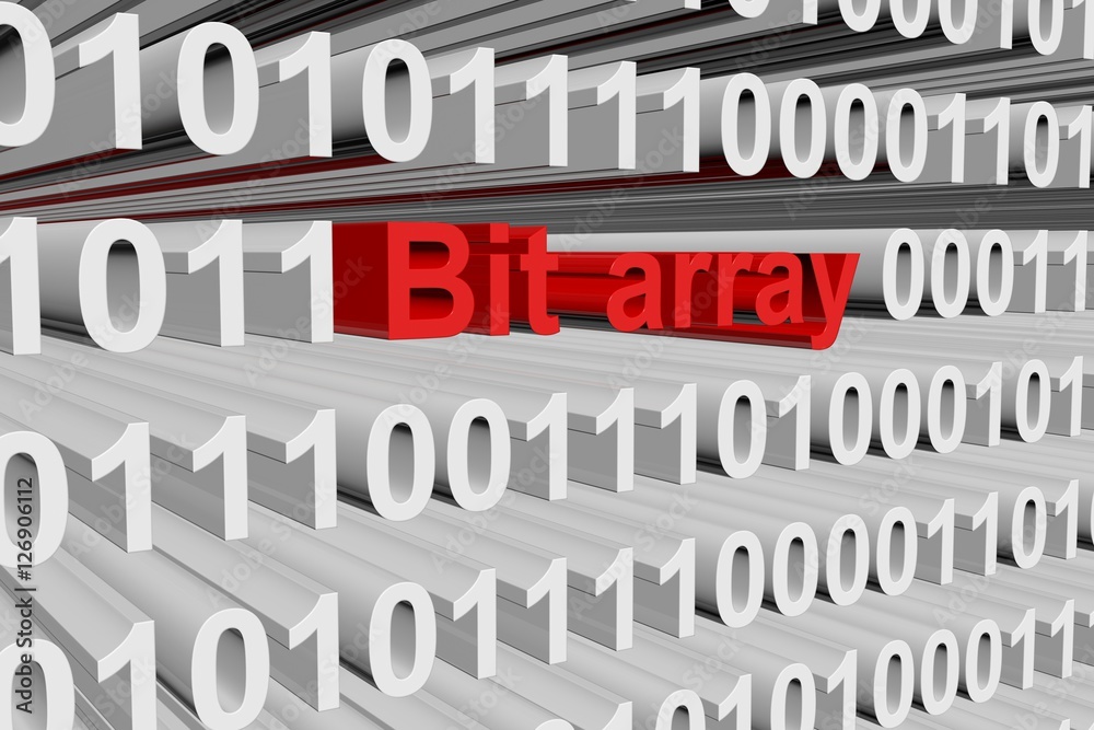 Bit array in the form of binary code, 3D illustration