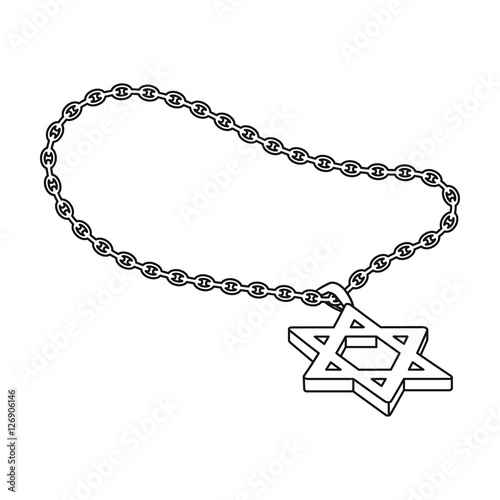 Star of David icon in outline style isolated on white background. Religion symbol stock vector illustration.