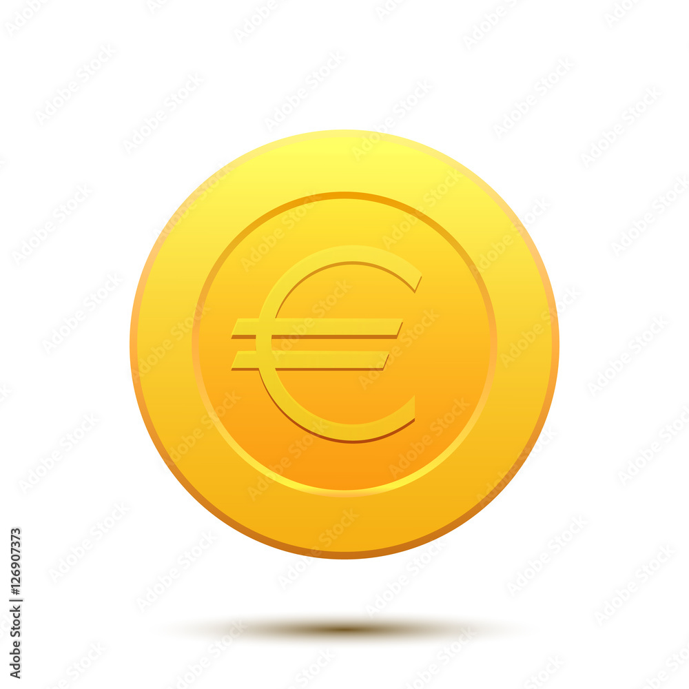 Obraz premium Golden coin with Euro symbol