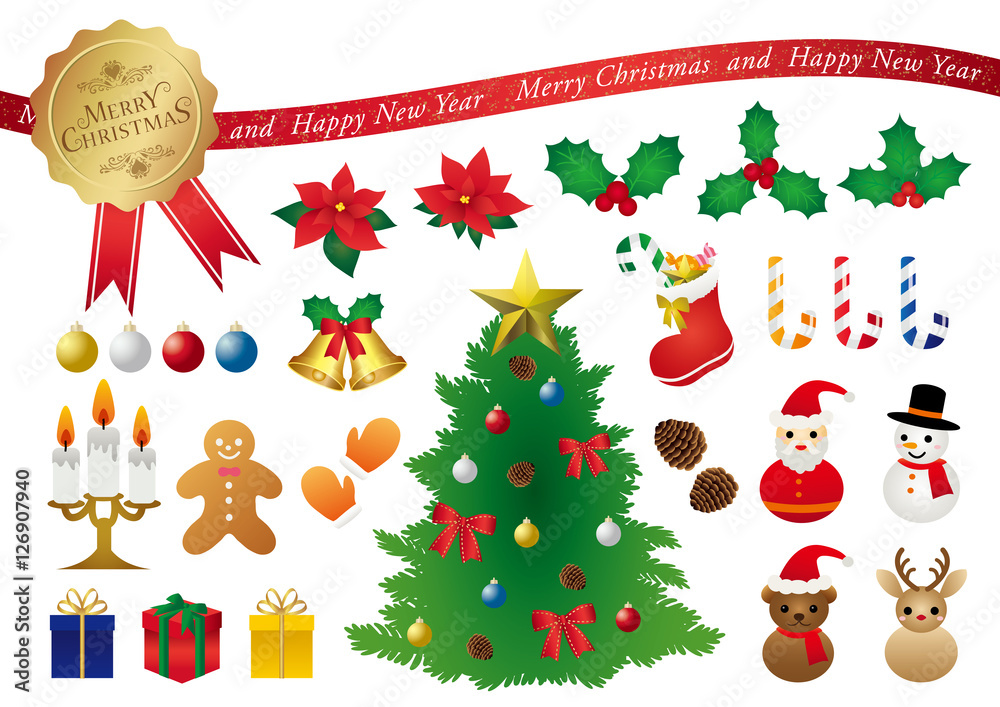 Fototapeta premium クリスマス イラスト素材セット