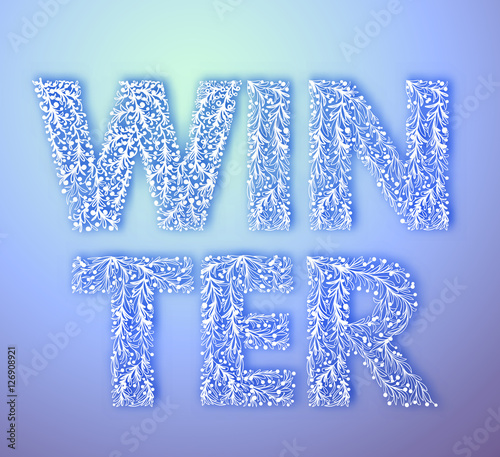 Winter background.Vector illustration.The inscription drawn winter pattern manually