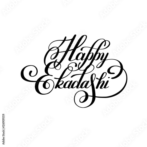happy ekadashi lettering inscription to indian holiday