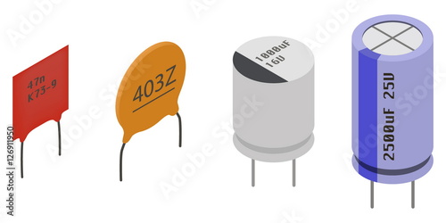 Isometric Electronic components Capacitors