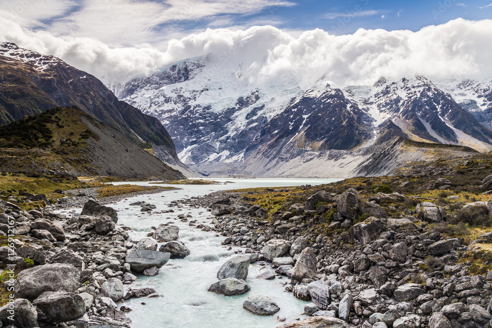 Hooker River view at Hooker Valley Track, Mount Cook National Pa