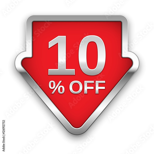 10 percent off vector badge, silver