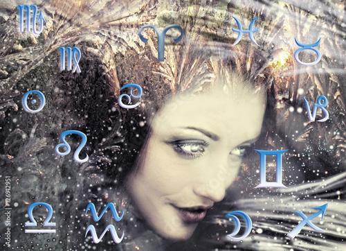 Astrology, twelve zodiac signs, the woman in esoterics