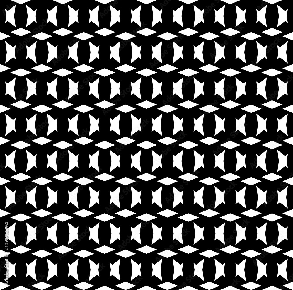 Vector monochrome seamless texture, simple ethnic geometric pattern. Black & white abstract endless background, traditional ornament. Editable design element for prints, decoration, digital, textile
