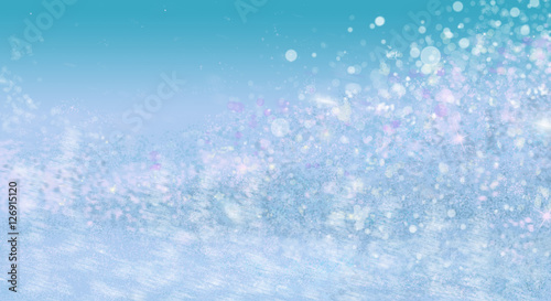 Abstract glitter snow lights sea green background
