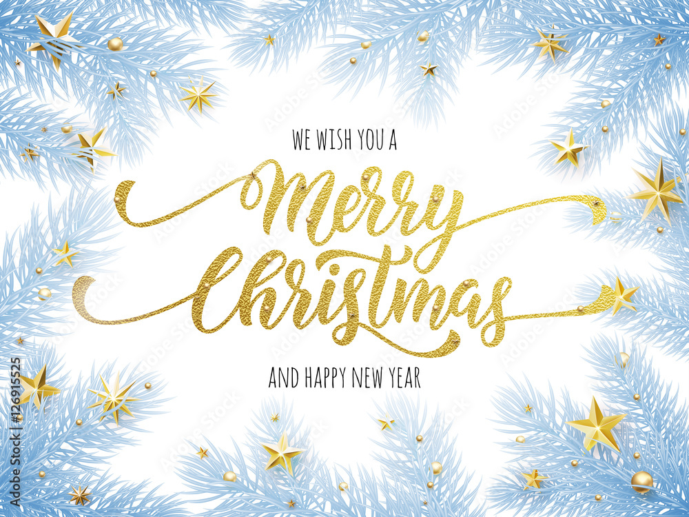 Obraz premium Merry Christmas, Happy New Year greeting card, poster