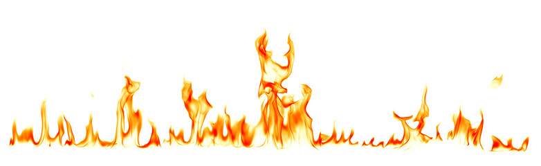 Fire flames isolated on white background
