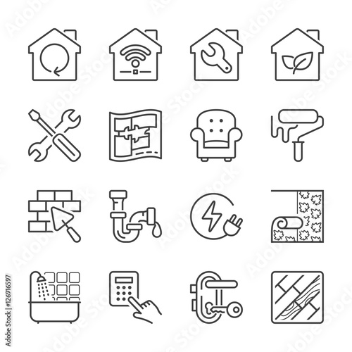 home improvement thin line icons
