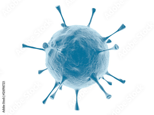 Virus close up, isolated on white background. 3d rendering.