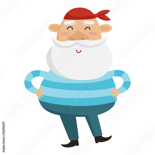 Cartoon sea captain on a white background. Vector illustration.