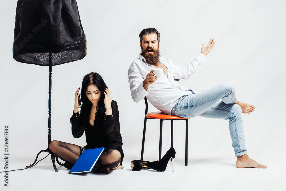 Obraz premium couple on white studio background