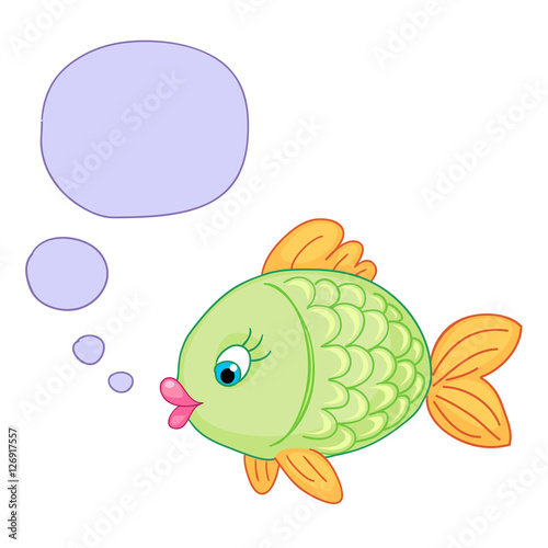 cute baby fish draw vector
